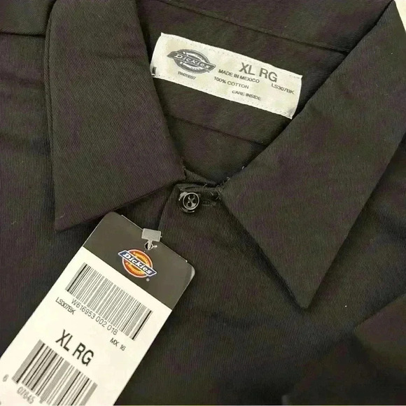 Men’s Dickies Black Short Sleeved Workwear Shirt Green Logo size XL - Picture 1 of 6